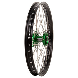 Tusk Impact Complete Wheel - Front 21 x 1.60 Black Rim/Silver Spoke/Green Hub