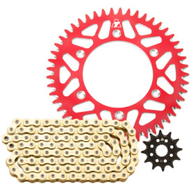Tusk Alloy Kit & Gold X-Ring Chain Red Rear Sprocket
