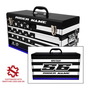 Attack Graphics Tusk Moto Toolbox Replacement Decals  Patriotic Black w/ Blue Line
