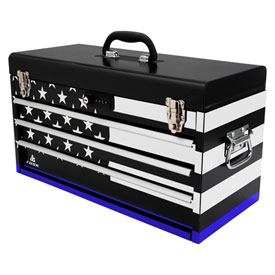 Tusk Moto Toolbox w/Tools - Patriotic  Black w/ Blue Line