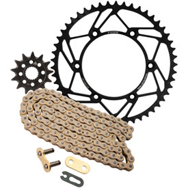 Tusk Chain and Sprocket Kit - AeroSteel Rear/Gold Plated Race Chain