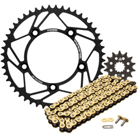 Tusk Chain and Sprocket Kit - AeroSteel Rear/420 Gold Plated Race Chain