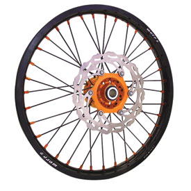 Warp 9 Complete Wheel Kit - Front 21 x 1.60 Black Rim & Spokes/Orange Hub & Nipples