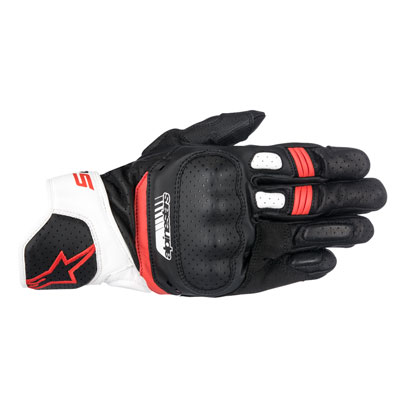 Alpinestars SP-5 Leather Gloves Large Black/White/Red Alpinestars SP-5 Leather Gloves Large Black/White/Red