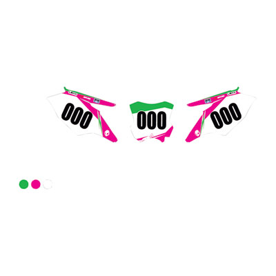 Attack Graphics Custom Blitz Full Coverage Number Plate Backgrounds KX Green/Pink Attack Graphics Custom Blitz Full Coverage Number Plate Backgrounds KX Green/Pink