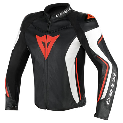 Dainese Assen Perforated Leather Jacket Euro 58 Black/White/Red Lava Dainese Assen Perforated Leather Jacket Euro 58 Black/White/Red Lava
