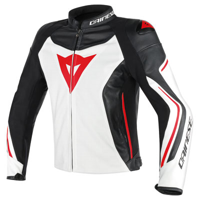Dainese Assen Perforated Leather Jacket Euro 48 White/Black/Red Lava Dainese Assen Perforated Leather Jacket Euro 48 White/Black/Red Lava