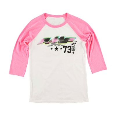 FMF Women's Number 1 3/4 Sleeve Raglan T-Shirt Medium White/Pink FMF Women's Number 1 3/4 Sleeve Raglan T-Shirt Medium White/Pink