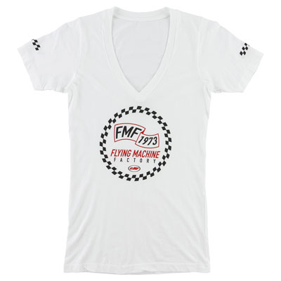 FMF Women's Flat Track V-Neck T-Shirt X-Large White FMF Women's Flat Track V-Neck T-Shirt X-Large White