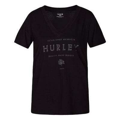 Hurley Women's Works Perfect V-Neck T-Shirt Small Black Hurley Women's Works Perfect V-Neck T-Shirt Small Black