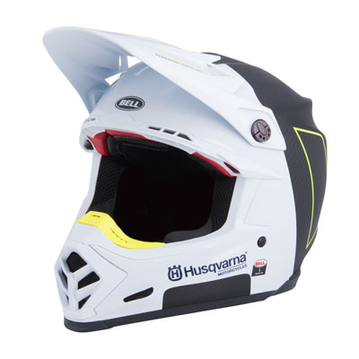 Husqvarna Moto-9 Carbon Flex Railed Helmet Large White/Black Husqvarna Moto-9 Carbon Flex Railed Helmet Large White/Black