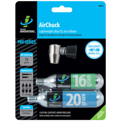 Genuine Innovations Threadless Air Chuck Pump with 2 CO2 Cartridges Genuine Innovations Threadless Air Chuck Pump with 2 CO2 Cartridges