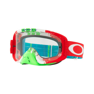 Oakley O2 MX Goggle Pinned Race Red Green Frame/Clear Lens Oakley O2 MX Goggle Pinned Race Red Green Frame/Clear Lens