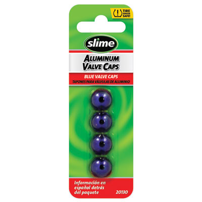 Slime Aluminum Valve Caps Blue Anodized Slime Aluminum Valve Caps Blue Anodized