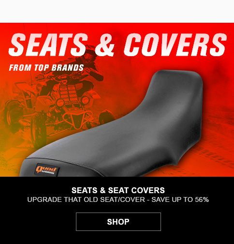 Seats and covers, from top brands. Seats and covers. Upgrade that old seat/cover, save up to 56 percent. Link, shop. ATV seat shown over and image of rider on an ATV. 