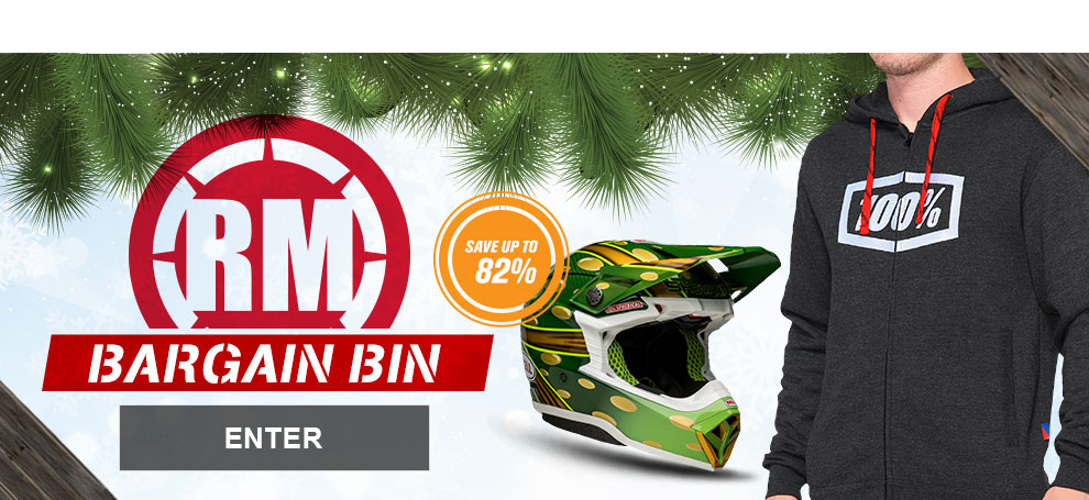 RM Bargain Bin, Save up to 82 percent, a man wearing a Black 100 Percent hoodie along with a Bell Moto-10 McGrath Replica Helmet, link, enter