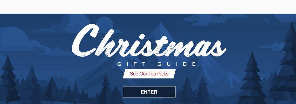 Christmas Gift Guide, See our top picks, a snowy mountain scene, link, enter