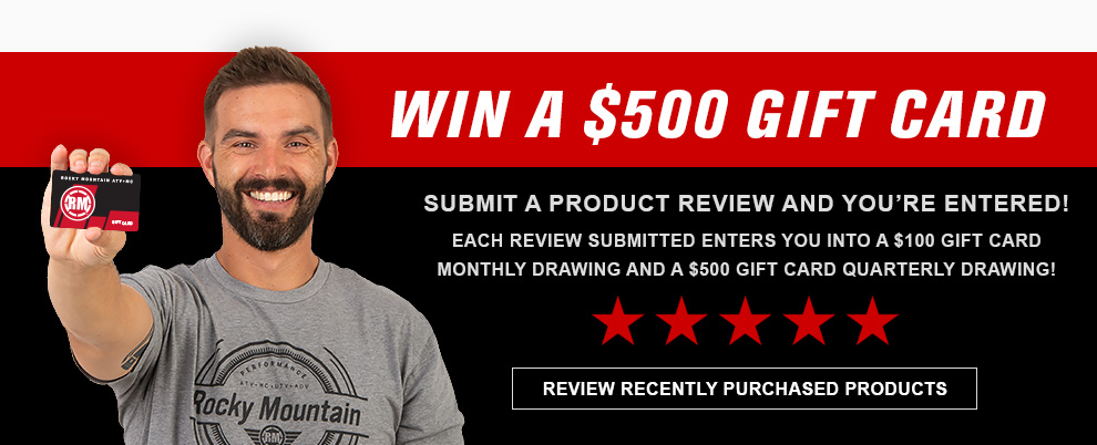 Win a 500 dollar gift card. Submit a product review and you’re entered. Each review submitted enters you into a 100 dollar gift card monthly drawing and a 500 dollar gift card quarterly drawing. Five stars graphic. Link, review recent purchased products.
