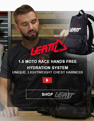 Leatt logo, 1.5 Moto Race Hands Free Hydration System, Unique, lightweight chest harness