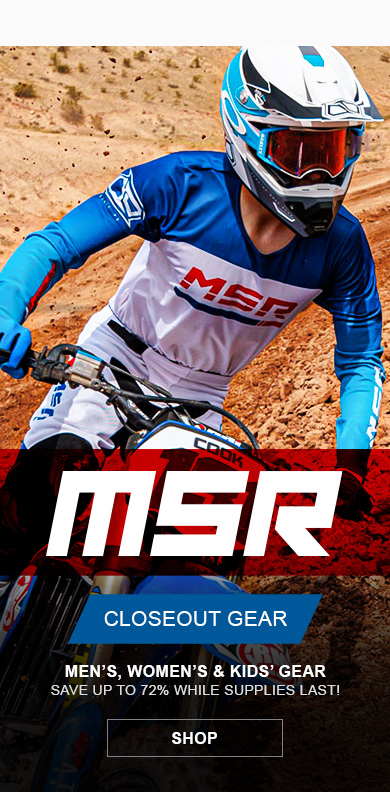 MSR Closeout gear, men's, women's and kids' gear, save up to seventy two percent while supplies last, SHOP button