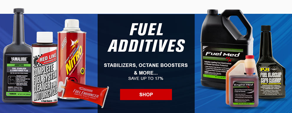 Fuel Additives, stabilizers, octane boosters and more. Save up to 17 percent. Link, shop. A display of different fuel additive containers. 