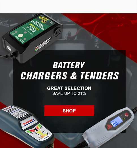 Battery chargers and tenders. Great selection, save up to  21 percent. Link, shop. Three battery chargers/tenders displayed. 