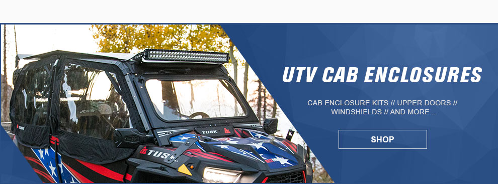 UTV Cab Enclosures, cab enclosure kits, upper doors, windshields, and more, SHOP button