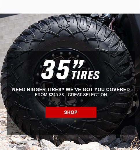 35 inch tires. Need bigger tires, we have got you covered. From $245 and 88 cents – great selection. Link, shop. Background filled with a single tire. 4
