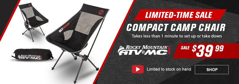 Limited-Time Sale, Rocky Mountain ATV MC Compact Camp Chair, sale $39 and 99 cents, limited to stock on hand, video, link, shop
