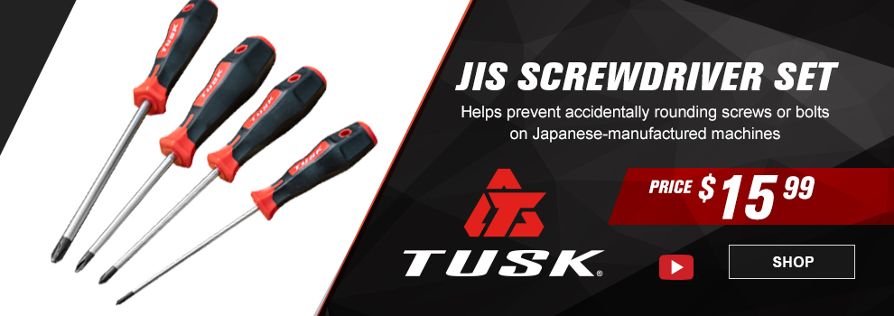 Tusk JIS Screwdriver Set, Helps prevent accidentally rounding screws or bolts on Japanese-manufactured machines, Price $15 and 99 cents, video, the screwdriver set, link, shop