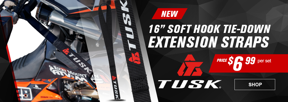 New, Tusk 16-inch soft hook tie-down extension straps, price $6 and 99 cents per set, the extension straps, link, shop