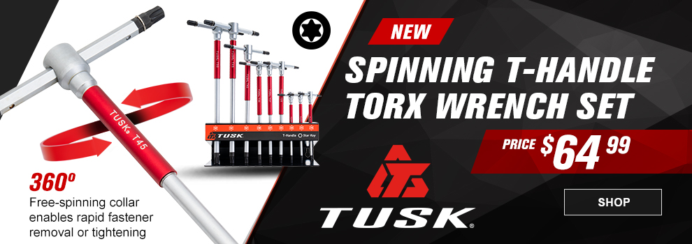 New, Tusk Spinning T-Handle Torx Wrench Set, price $64 and 99 cents, 360 degrees, Free-spinning collar enables rapid fastener removal or tightening, link, shop