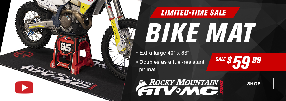 Limited-Time Sale, Rocky Mountain ATV MC Bike Mat, Sale $59 and 99 cents, video, link, shop