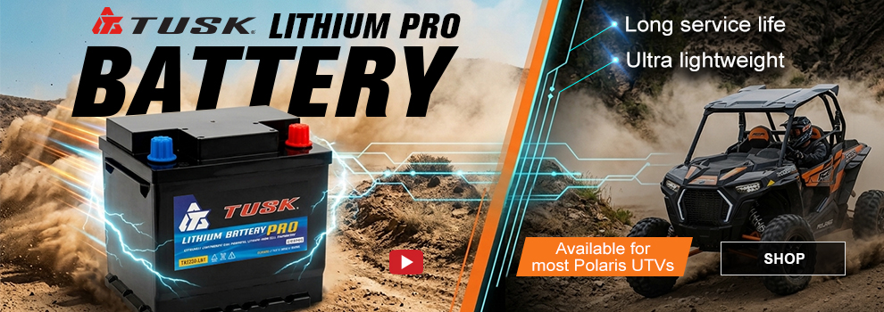 Tusk Lithium Pro Battery, Long service life, Ultra lightweight, available for most Polaris UTVs, video, link, shop