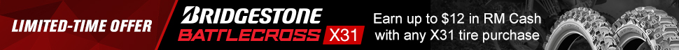 Limited-Time Offer, Bridgestone Battlecross X31, earn up to $12 in RM Cash with any X31 tire purchase, link, shop