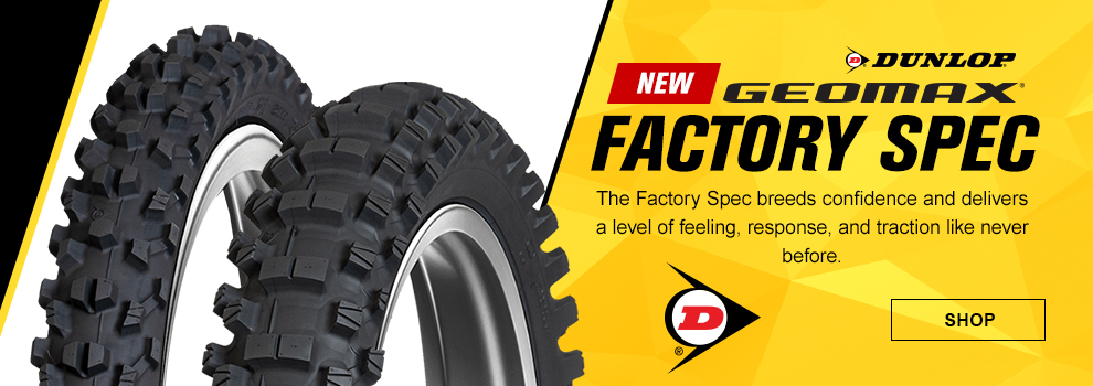 New, Dunlop Geomax Factory Spec, The Factory Spec breeds confidence and delivers a level of feeling, response, and traction like never before, the front and rear tire, link, shop