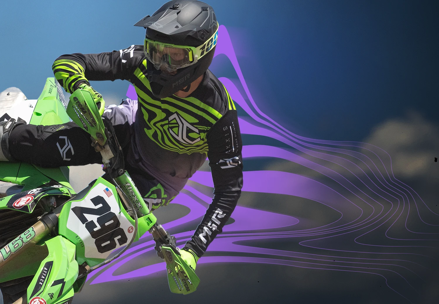 Close-up of the MSR Axxis gear highlighting the stretch panel.