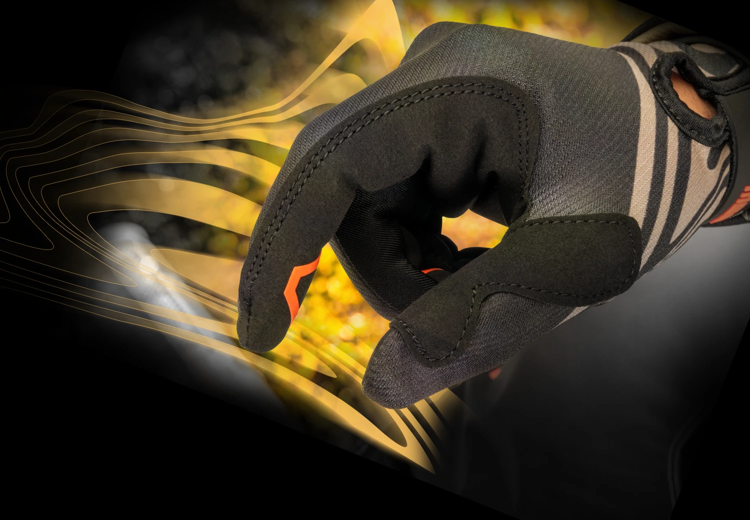 Close-up of the touchscreen-compatible fingertip on the MSR Axxis glove.