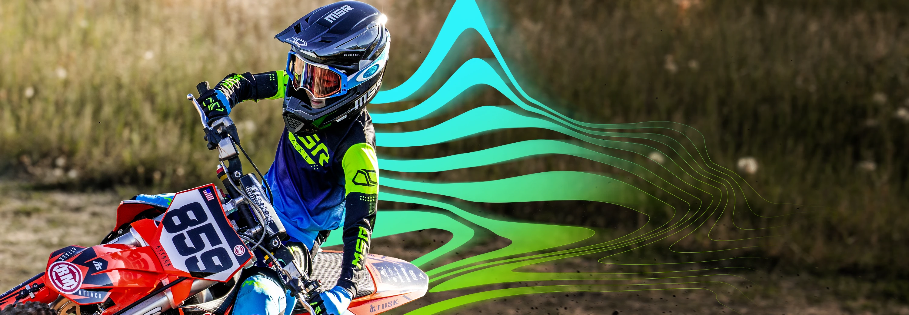 Youth rider wearing MSR Axxis gear