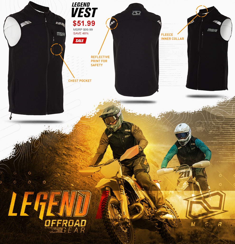 Legend Vest - $51.99 - MSRP $99.99 - SAVE 48% - SALE. Chest pocket. Reflective print for safety. Fleece inner collar. 