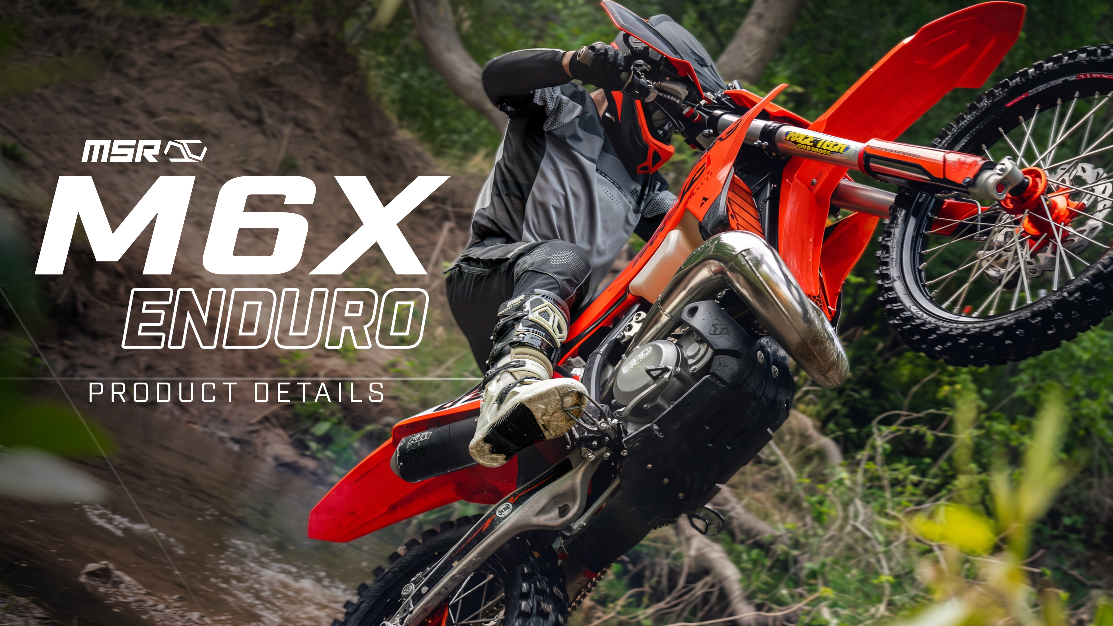Rider popping a wheelie, wearing the tan m6x enduro boots