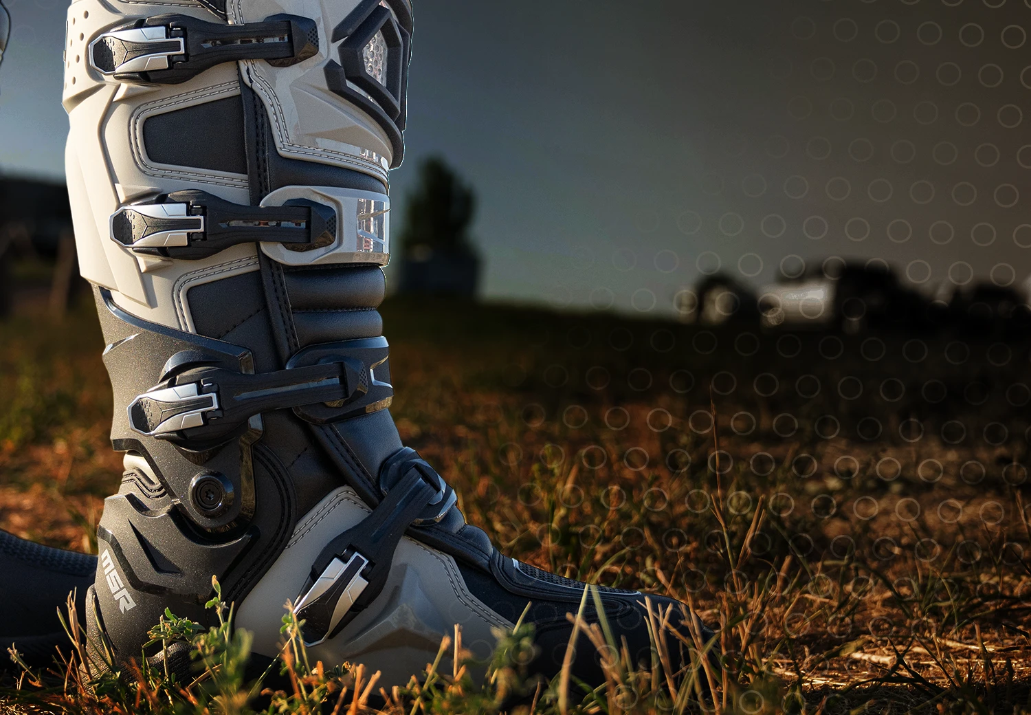 Close-up of the MSR M6X Boot's medial and lateral TPU ankle reinforcement