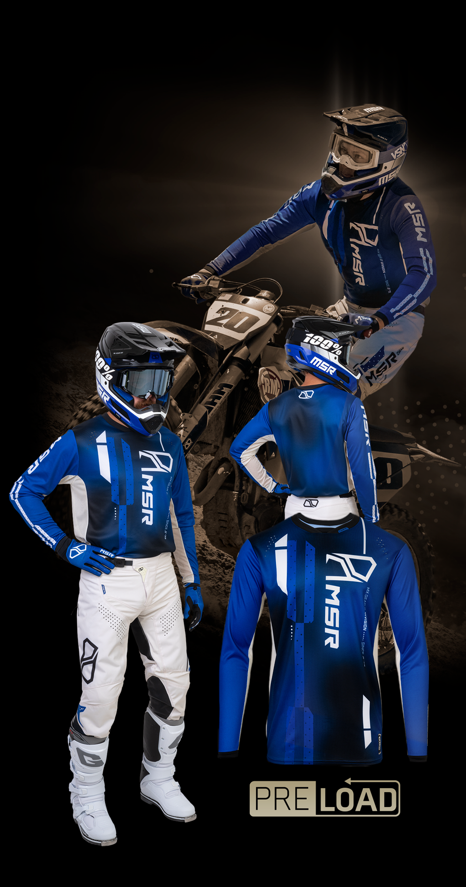 MSR NXT Preload jersey, blue—front three-quarter on rider