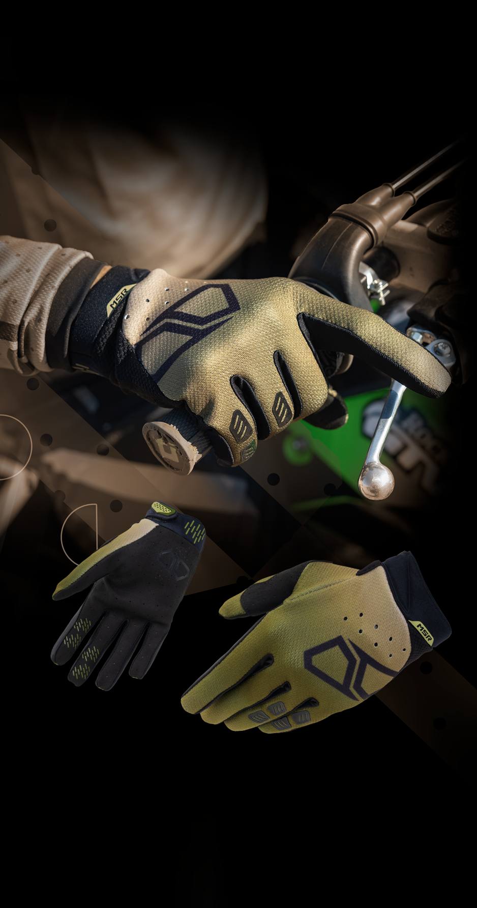 MSR NXT Grid glove, tan—back and palm views