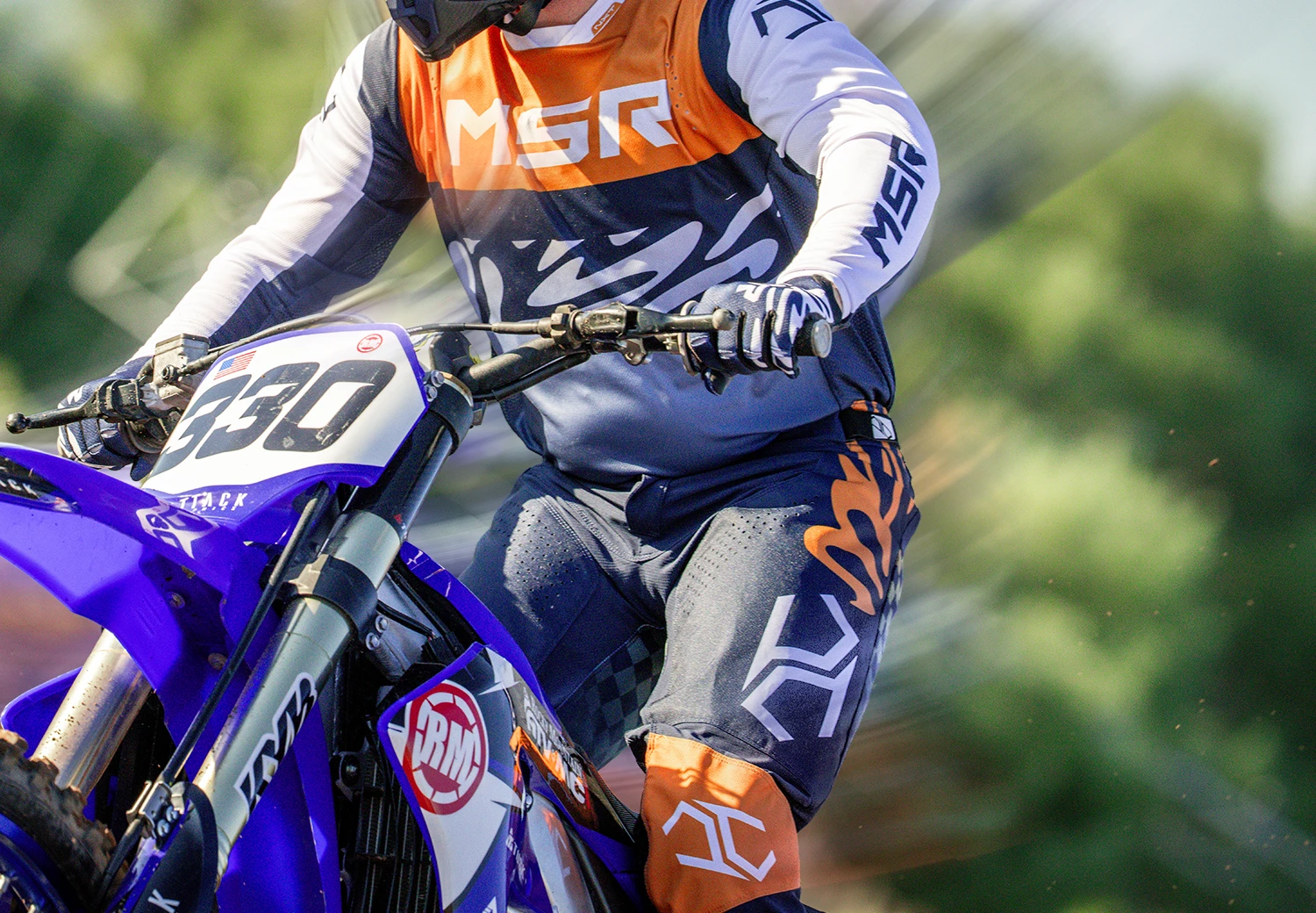 Close-up of the MSR NXT gear highlighting the 4-way stretch fabric.