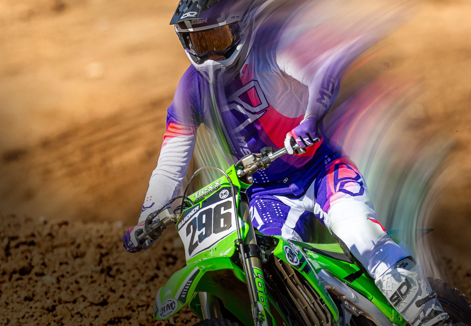 Rider wearing MSR NXT Air pants highlighting lightweight mesh construction and stretch panels