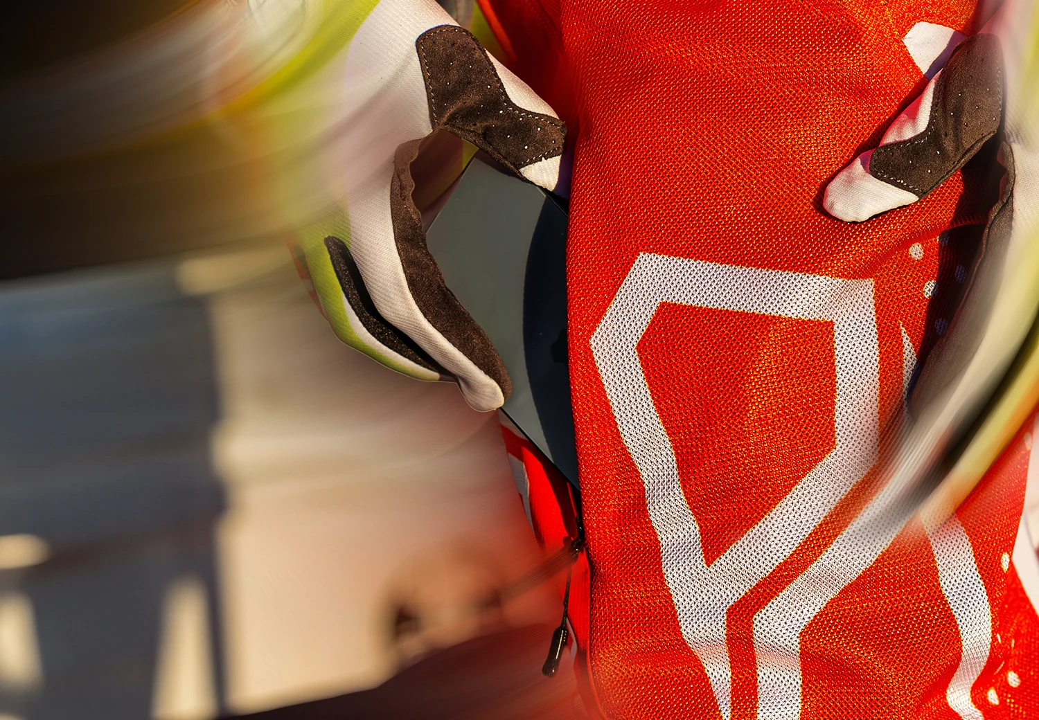 Close-up of MSR NXT Air pants with concealed zippered thigh pocket for secure storage