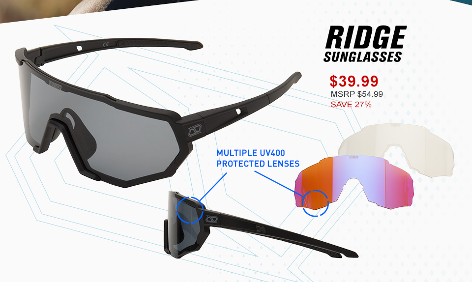 MSR Ridge Sunglasses, $39.99, MSRP $54.99, Save 27%, multiple UV400 protected lenses.