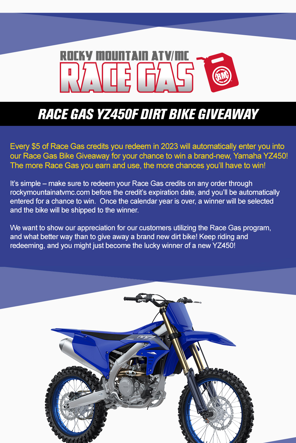 Race Gas Dirt Bike Giveaway Information