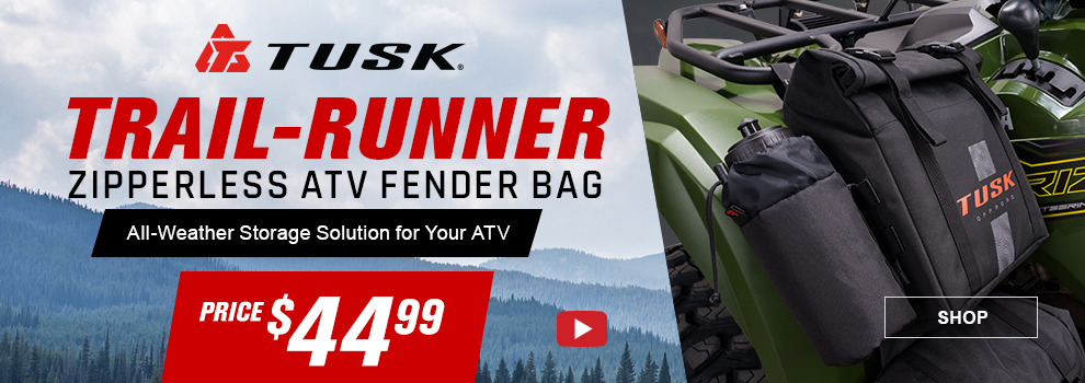 Tusk Trail-Runner Zipperless ATV Fender Bag, All-Weather Storage Solution for Your ATV, Price $44 and 99 cents, video, link, shop